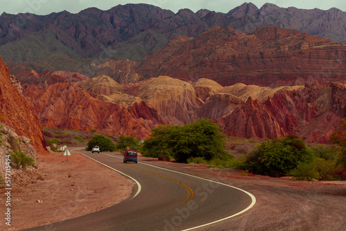 Beautiful view of the undulating road in the Valle de Cafayate, Sata, Argentina