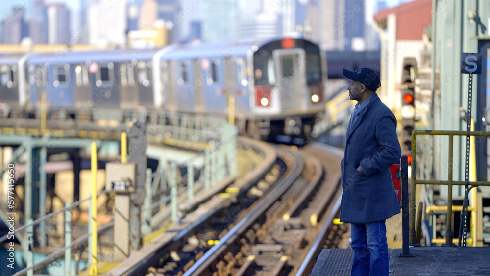 Train arriving at a subway station in New York - travel photography