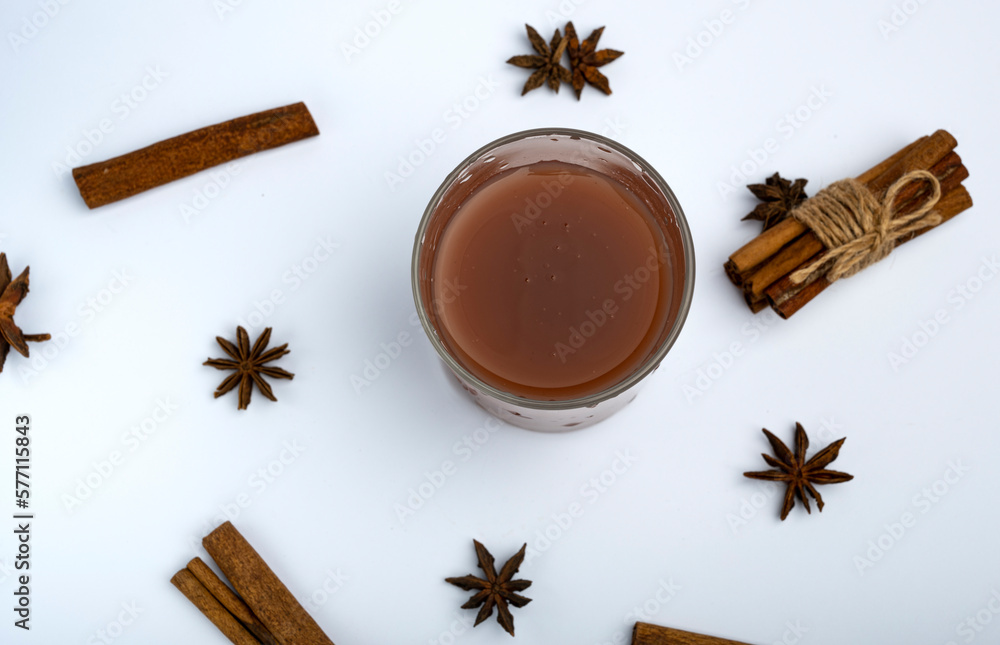 Cocktail with cinnamon and anise spices Cocktail with cinnamon and anise spices