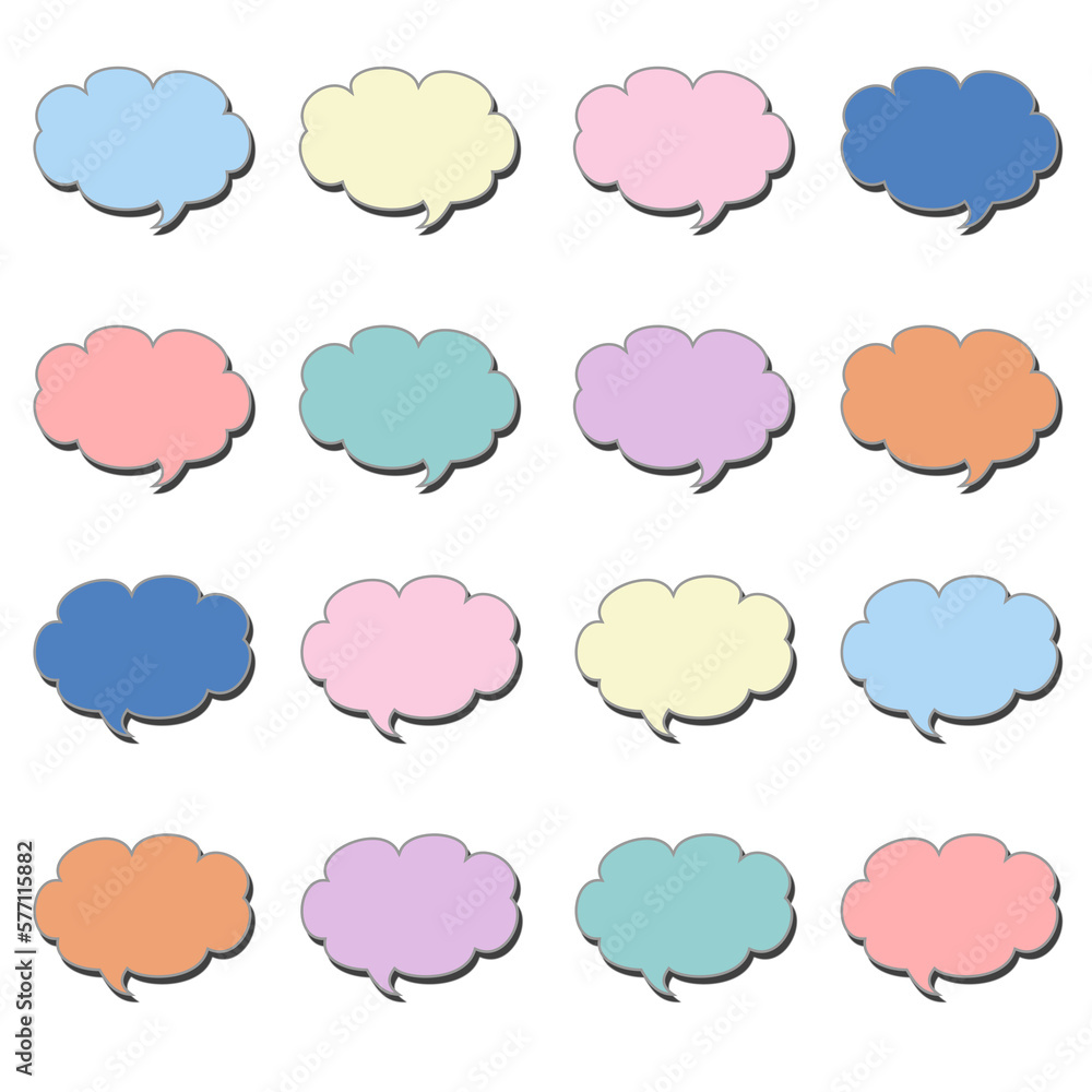 Pastel Talk bubble, Speech bubble, Speech balloon, Chat bubble, line art vector icon for apps and websites