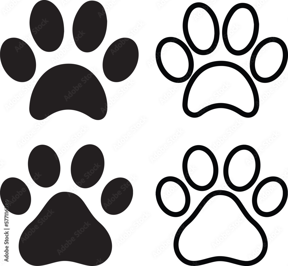 Fototapeta premium paw print icon set . dog or cat paw . dog foot icon