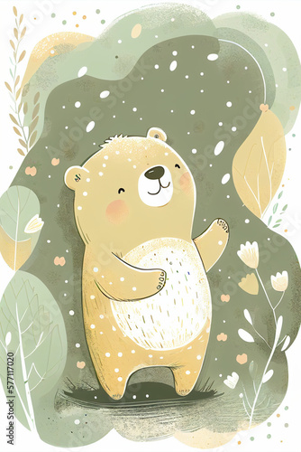 Adorable nursery baby bear illustration