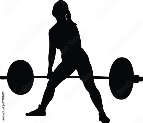 woman athlete powerlifter exercise deadlift black silhouette