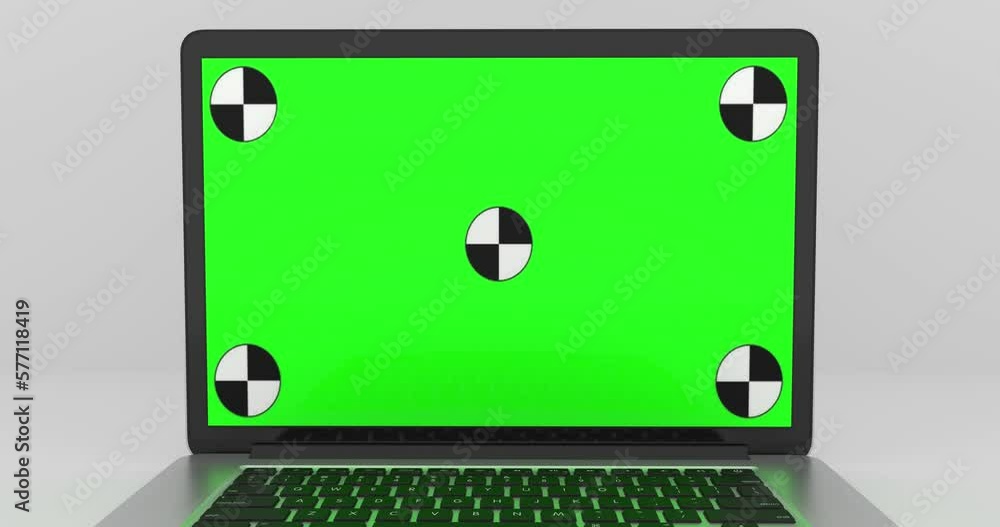 Empty Green Screen Display Laptop for Watching and Paste Background e Business Blog or Gaming App. Copy 3d Pc with Clear Chroma Key for Mockup. Concept Computer Technological on Video Call Close-Up 4k Empty Green Screen Display Laptop for Watching and Paste Background e Business Blog or Gaming App. Copy 3d Pc with Clear Chroma Key for Mockup. Concept Computer Technological on Video Call Close-Up 4k