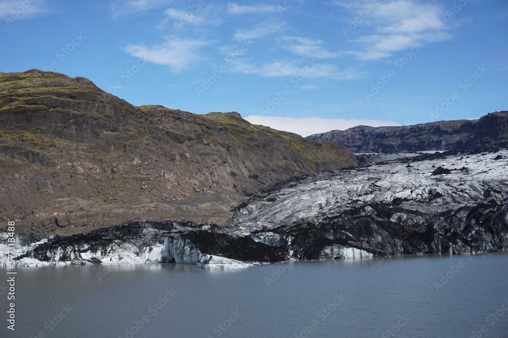 Glacier melting into a lake - Solheimajokull, Iceland