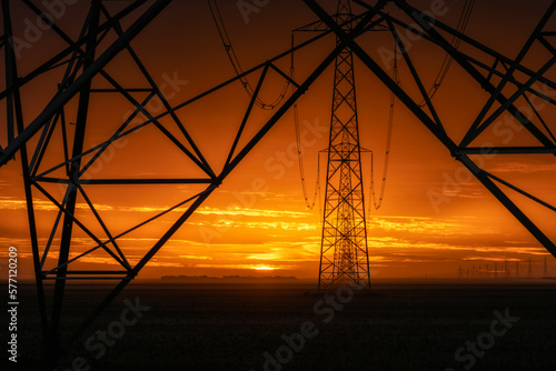 Power lines agains the sunset © Steve
