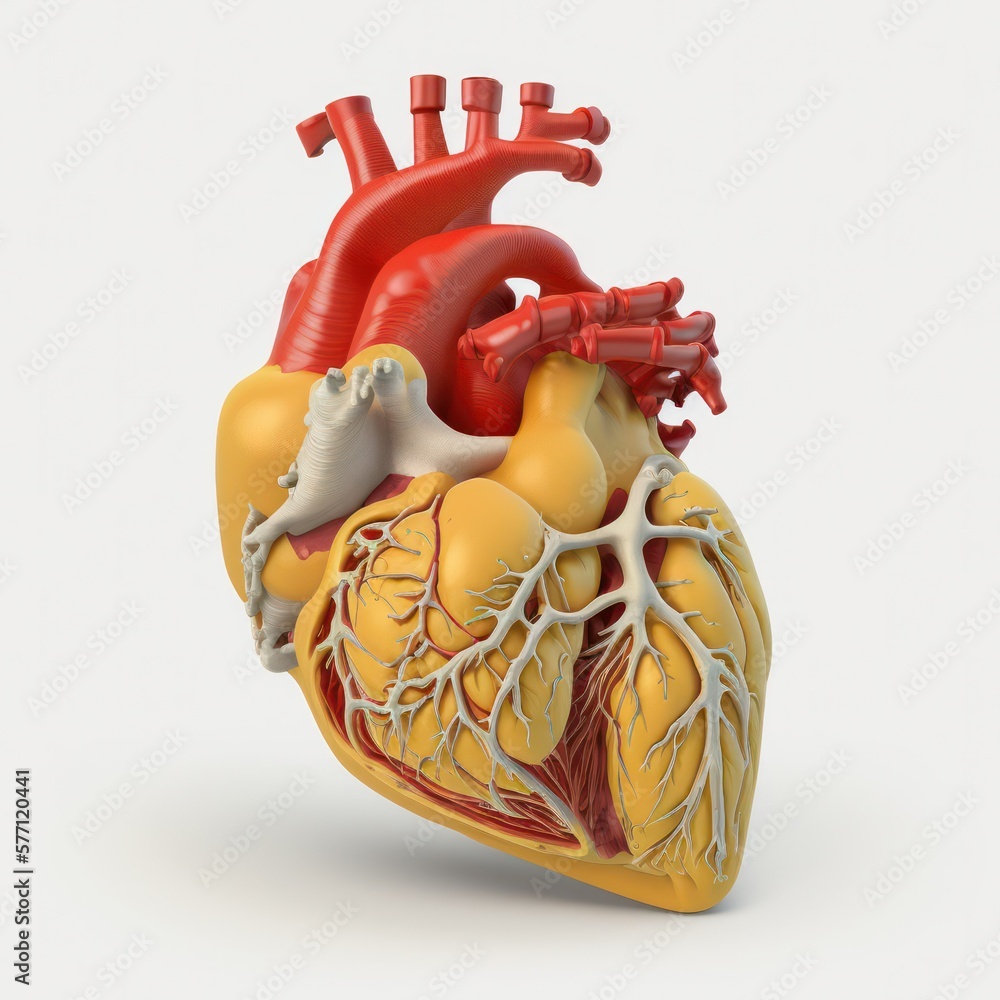 Medical reference image of a human heart. Ideal for use in medical, health, and anatomy-related contexts - obrazy, fototapety, plakaty 
