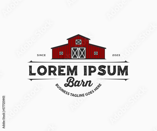 Vintage farm logo design vector. Barn wood building house farm logo design