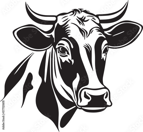 Cow head logo icon Vector Illustration, on a white background, SVG