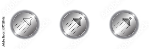 Shower sprinkler spray with water coming down diagonally. Vector illustration.