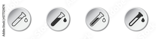 Dripping test tube icon. Test tube with drop. Medical and chemical icon. Vector illustration.
