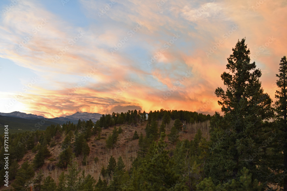 sunset in the colorado rocky mountains