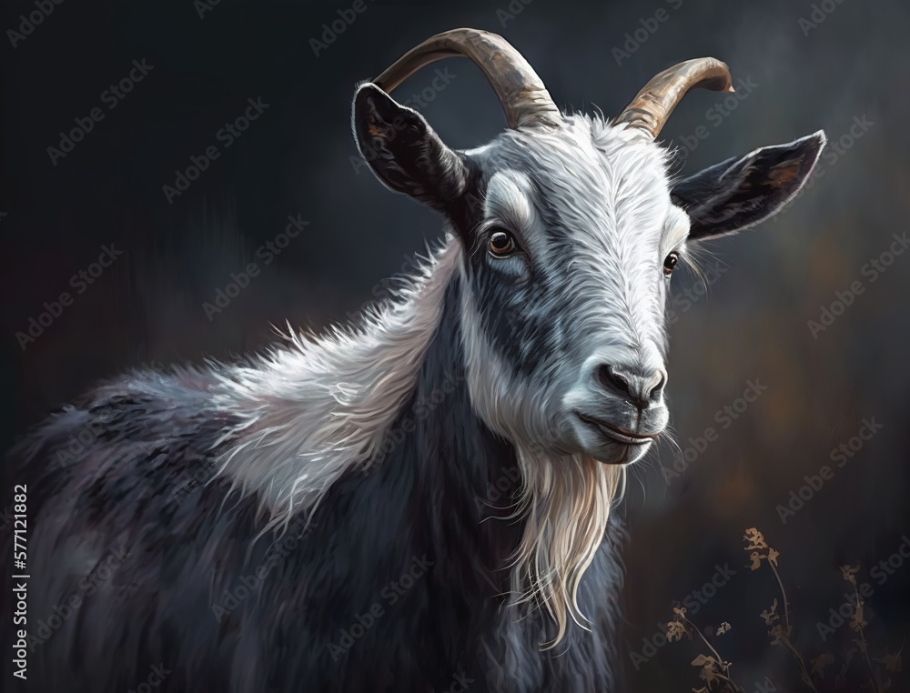 Goat oil painting