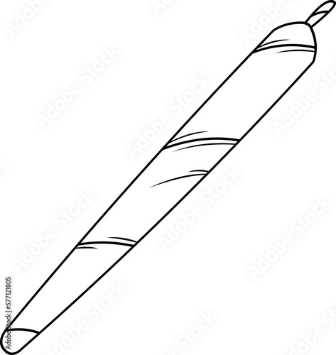 Outlined Cartoon Marijuana Joint Cigarette. Vector Hand Drawn Illustration Isolated On Transparent Background
