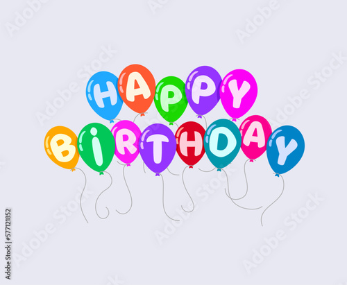 vector colorful balloons and happy birthday text