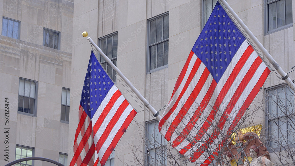 US Flags at 5th Avenue in New York - travel photography