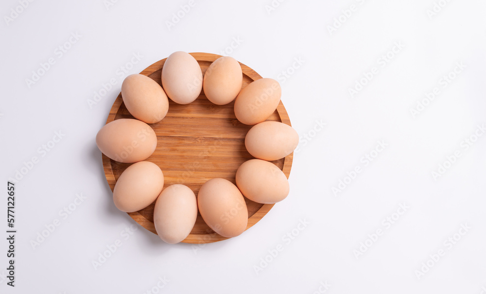 Cooking. Organic homemade eggs on a white background