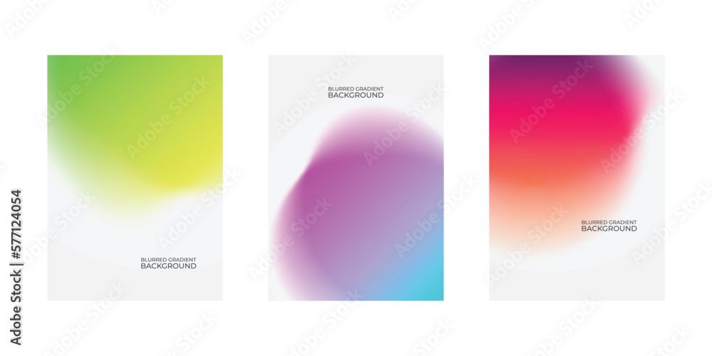 set of blurred backgrounds with abstract blurred color gradient patterns. vector illustration 