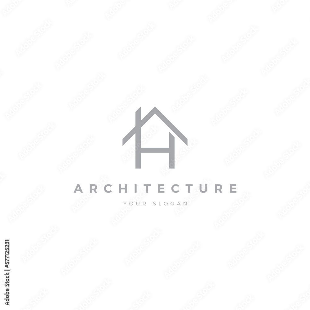 Fototapeta premium letter H architecture logo grey