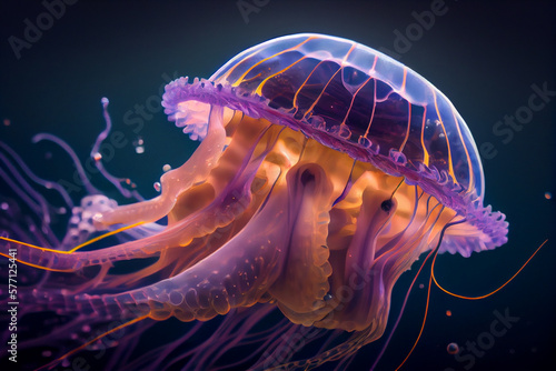  portrait of jellyfish macro.generative ai © S...