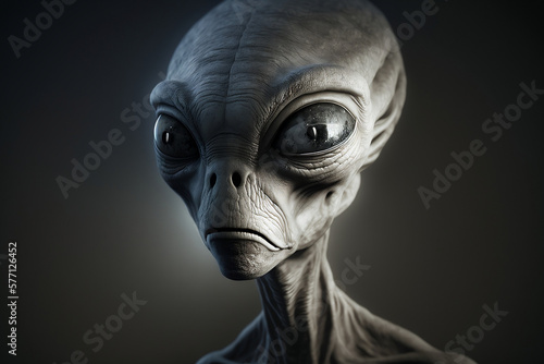 Grey alien from deep space, Gray alien from deep space, portrait of an extraterrestrial humanoid, Generative AI