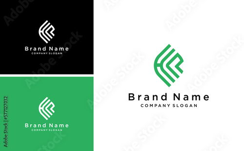 creative letter HR logo green consulting business vector template