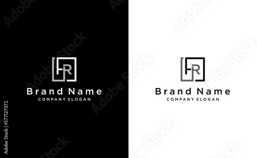 simple letter HR logo with square concept vector template