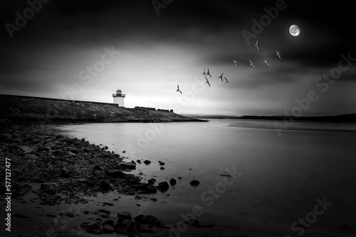 Tablou pe pânză Georgian Lighthouse at Burry Port Carmarthenshire South Wales near the Gower Pen