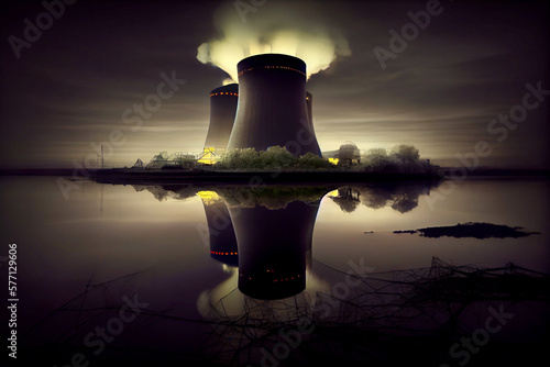 Generative AI render of a nuclear power plant