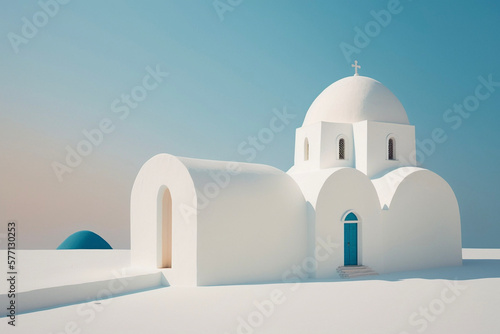 Minimal Blue and White Greek Island Mediterranean Landscape Generative AI