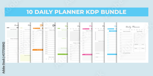Daily planner Kdp interior template, 10 different daily planner in one bundle.