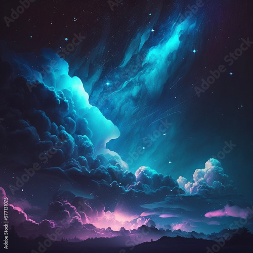 Pink Blue Purple Cloud Space Background Generative AI