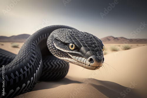 snake in a desert landscape, generative artificial intelligence 