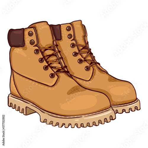 Vector Cartoon Yellow Work Boots photo