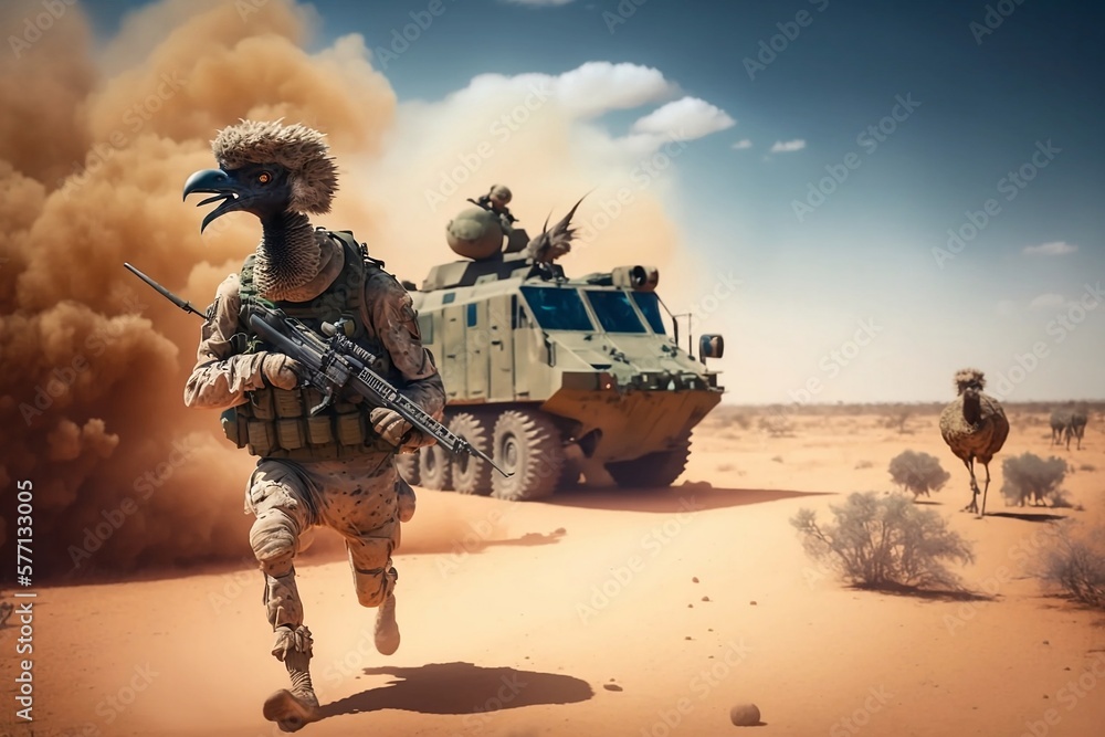warrior Emu with rifle, Great Emu War warrior Emu with rifle, Great Emu War