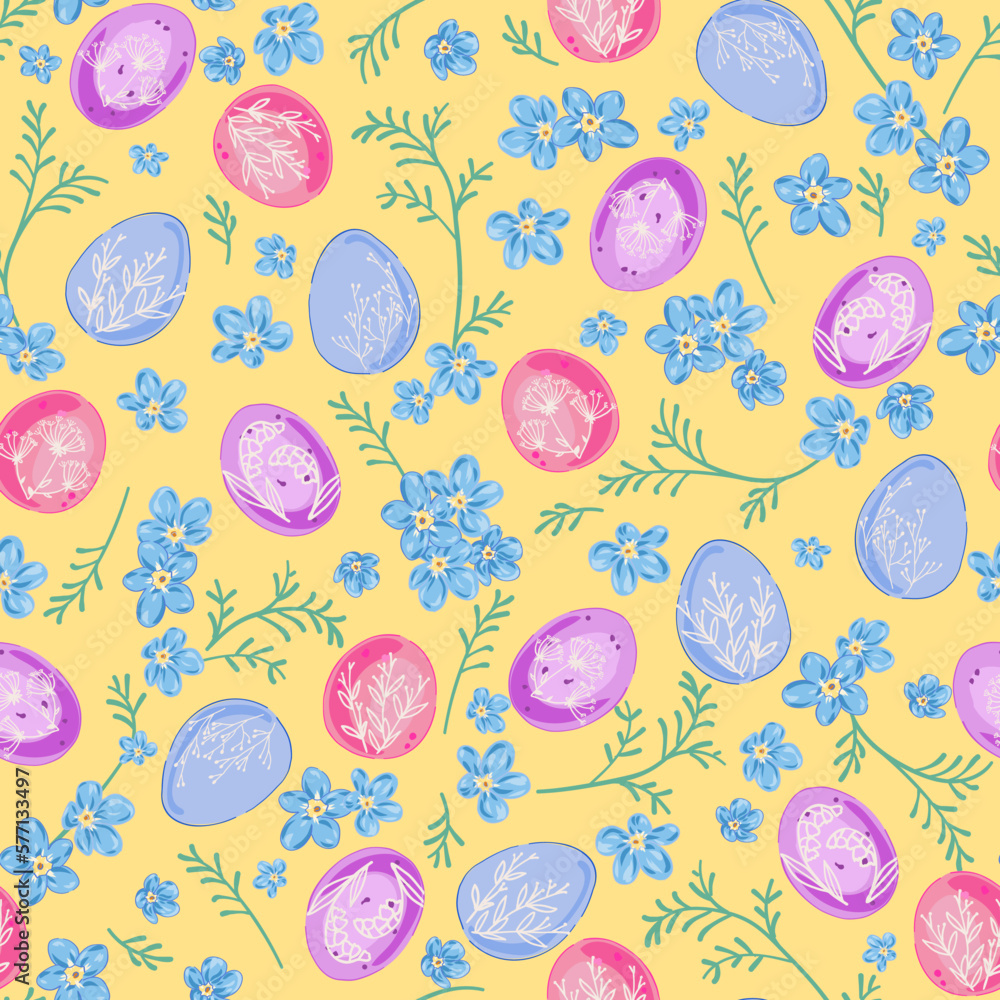 Easter egg hunt Seamless Pattern Yellow Easter egg hunt Seamless Pattern Yellow