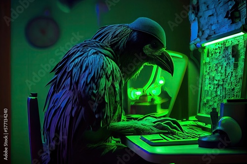 Raven Computer Hacker Programming Generative AI