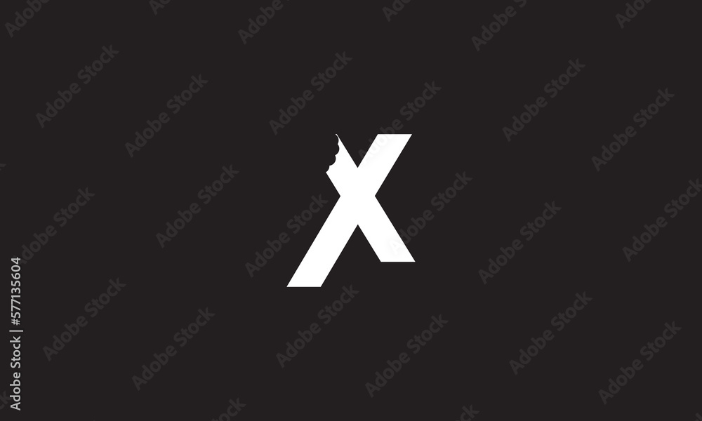 Obraz premium X bite letter logo. Unique attractive creative modern initial X logo with bites shape design