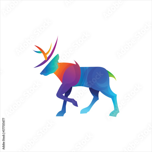 Colorful Mascot Deer Logo Vector Template logo design