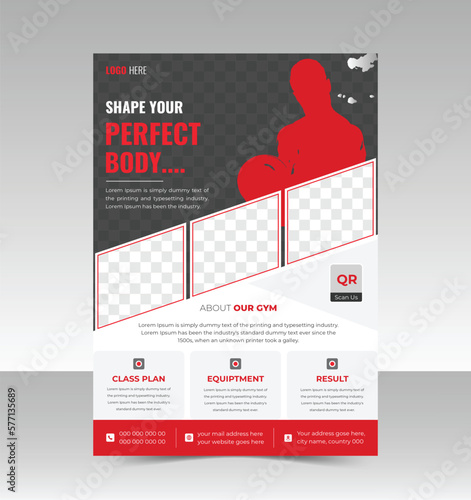 Gym flyer, Fitness Club, body building and gym flyer template design suitable for poster