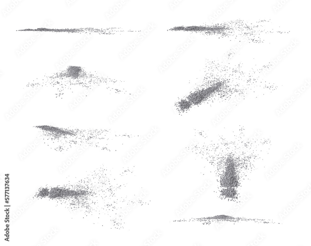 Fototapeta premium Concrete rock debris set isolated transparent background 3d rendering