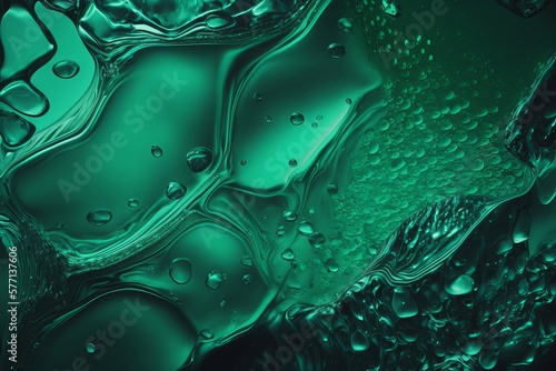 rippled and splashed transparent dark green clear water surface texture. Water waves on an abstract summer banner background with copy space. emulsion micellar toner for cosmetics Generative AI