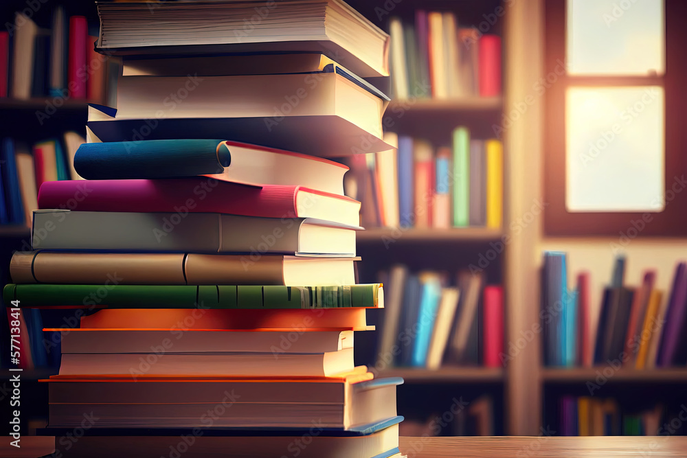 education concept with tree of knowledge planting on opening old big book in library with textbook. Generative Ai education concept with tree of knowledge planting on opening old big book in library with textbook. Generative Ai