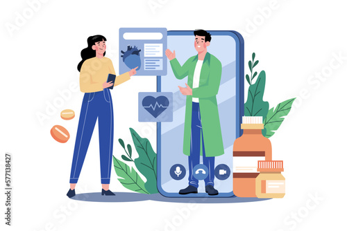 A woman accessing an online cardiologist for remote medical advice