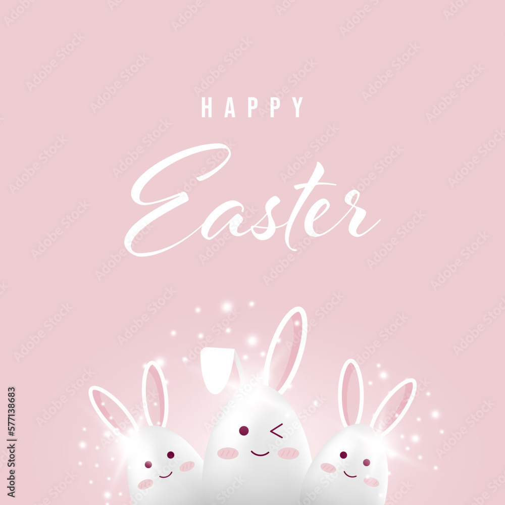 Happy easter greeting card with cute egg bunny design, 3d vector illustration Happy easter greeting card with cute egg bunny design, 3d vector illustration