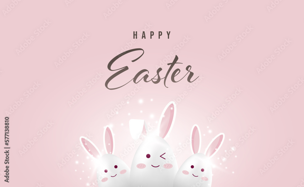 Happy easter greeting card with cute egg bunny design, 3d vector illustration Happy easter greeting card with cute egg bunny design, 3d vector illustration
