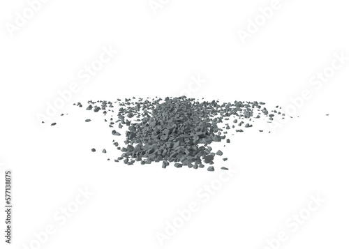 Concrete rock debris isolated transparent background 3d rendering