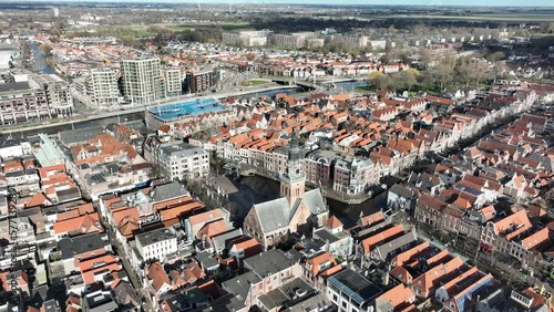 Witness the seamless integration of old and new in Alkmaar's city center with a bird's eye view of the Waagplein and surrounding rooftops. photo