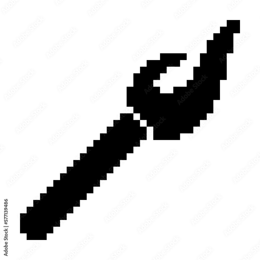 Spear, weapon game icon black-white vector pixel art icon	
