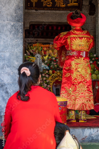 Vietnam, religious ceremony in the Vu Lam Palace Complex. photo